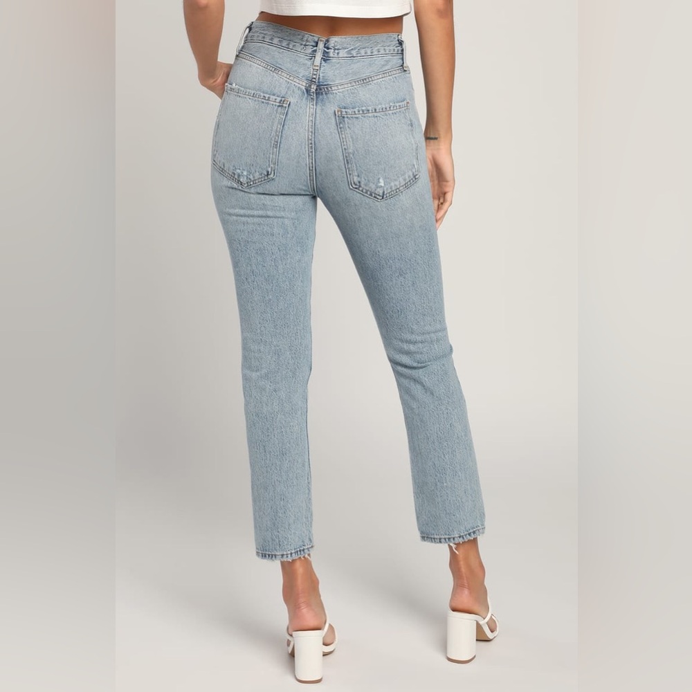 Agolde Riley Light Blue Distressed Jeans - Picture 2 of 6